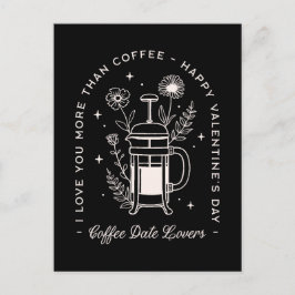 Koffieliefhebbers grappige Valentijnsdag zwart Briefkaart