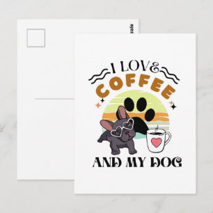 Koffieliefhebbers - Ik hou van koffie en mijn hond Briefkaart