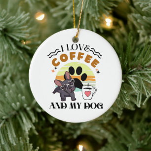 Koffieliefhebbers - Ik hou van koffie en mijn hond Keramisch Ornament