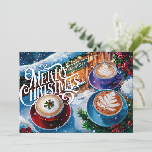 Koffieliefhebbers Kerst Kaart #6 (Staand voorkant)