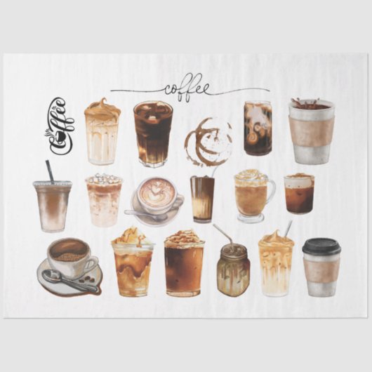 Koffieliefhebbers Latte Cappuccino Decoupage Paper Tissuepapier (Voorkant)