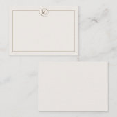 Koffieliefhebbers minimalistisch monogram crème notitiekaartje (Voorkant / Achterkant)