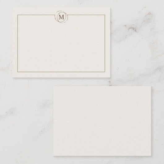 Koffieliefhebbers minimalistisch monogram crème notitiekaartje (Voorkant / Achterkant)