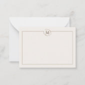 Koffieliefhebbers minimalistisch monogram crème notitiekaartje (Voorkant)