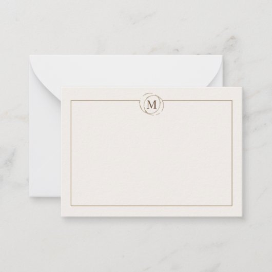 Koffieliefhebbers minimalistisch monogram crème notitiekaartje (Voorkant)