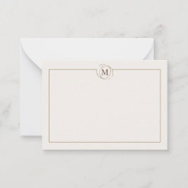 Koffieliefhebbers minimalistisch monogram crème notitiekaartje