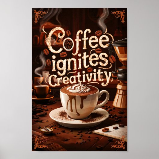 Koffieliefhebbers Motivatie citaten van creativite Poster (Voorkant)