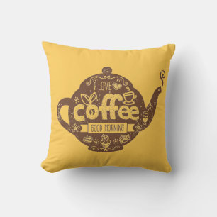 Koffieliefhebbers retro  café Ik hou van koffiepot Kussen