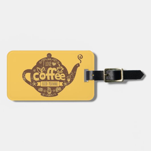 Koffieliefhebbers retro café kunst Ik hou van kof Bagagelabel (Voorkant horizontaal)