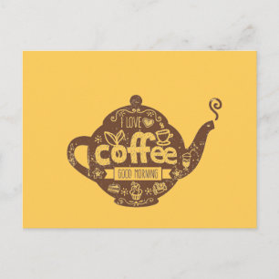 Koffieliefhebbers  retro café kunst Ik hou van kof Briefkaart
