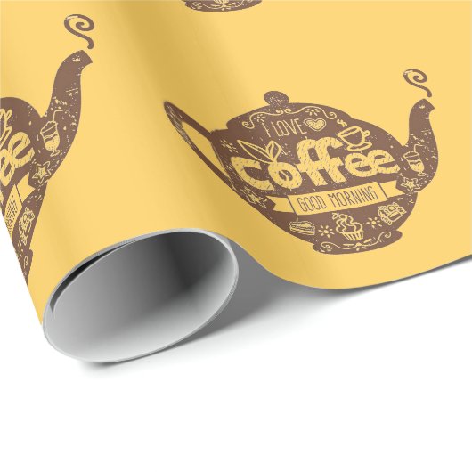 Koffieliefhebbers  retro café kunst Ik hou van kof Cadeaupapier (Rol Hoek)