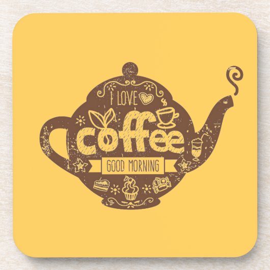 Koffieliefhebbers retro café kunst Ik hou van kof Onderzetter (Voorkant)