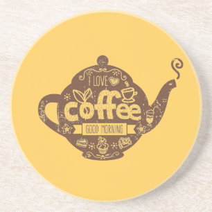 Koffieliefhebbers  retro café kunst Ik hou van kof Zandsteen Onderzetter