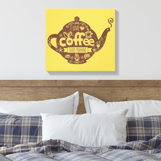 Koffieliefhebbers retro  Ik hou van koffiepot Canvas Afdruk (Insitu (Slaapkamer))