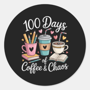 Koffieliefhebbers Schattige Leraar 100e Dag Van Sc Ronde Sticker