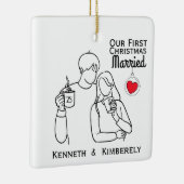 Koffieliefhebbers trouwden voor het eerst keramisch ornament (Rechts)