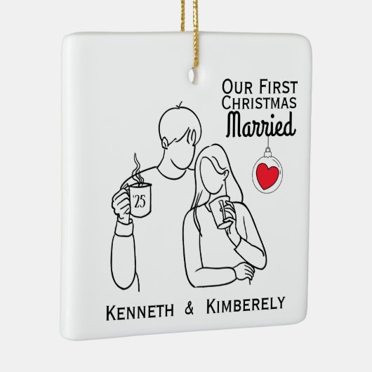 Koffieliefhebbers trouwden voor het eerst keramisch ornament (Rechts)