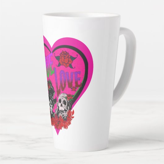 Koffieliefhebbers True Love Pink Heart Custom Latte Mok (Rechterhoek)