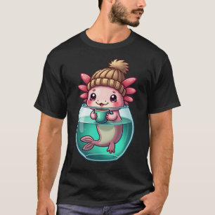 Koffielievende Axolotl Kawaii Cute Kunst T-shirt
