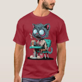 Koffielievende Zombiekat T-shirt (Voorkant)