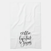Koffielipstick & Jesus Cute Fun Theedoek (Verticaal)