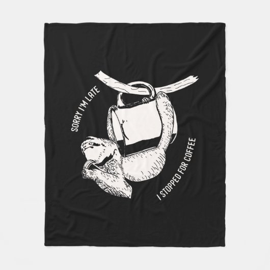 Koffieluiaard (wit) fleece deken (Voorkant)