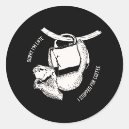 Koffieluiaard (wit) ronde sticker