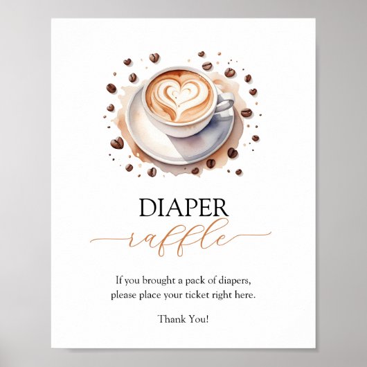 Koffieluier Raffle Baby shower Game Poster (Voorkant)