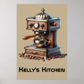 Koffiemachine met Aangepaste Naam Poster (Voorkant)