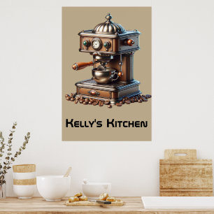 Koffiemachine met Aangepaste Naam Poster