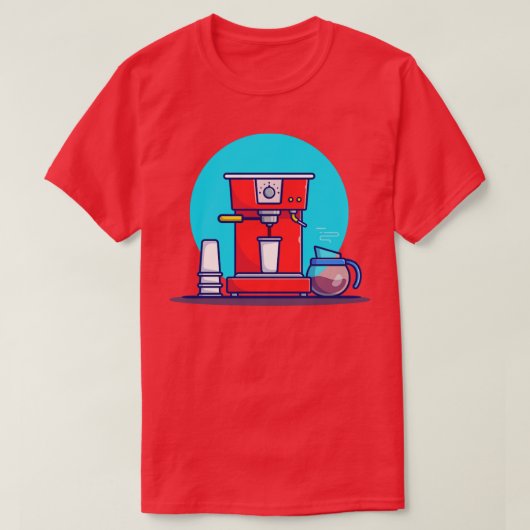 Koffiemachinekeuk en koffiepotje t-shirt (Design voorkant)