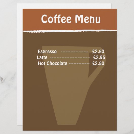 Koffiemenu (Voorkant / Achterkant)