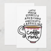 Koffiemenu Koffie Kaart (Voorkant / Achterkant)