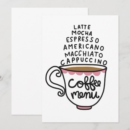 Koffiemenu Koffie Kaart (Voorkant / Achterkant)