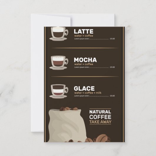 Koffiemenu RSVP Kaartje (Voorkant)