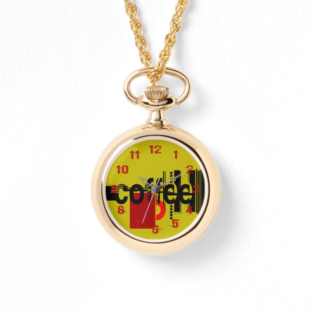 Koffieminimalistische grafische kunst genummerd ge horloge (Voorkant)