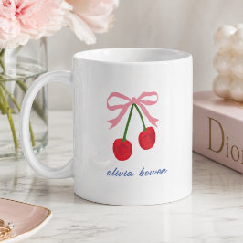 Koffiemok | Kersen Coquette Strik Mooie Illustrati