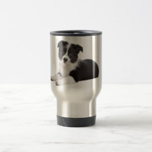 Koffiemok met Border Collie Puppy Hond Reisbeker