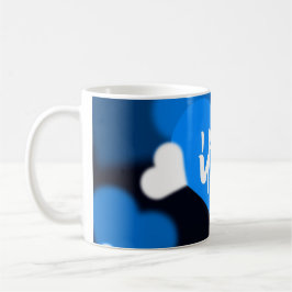 Koffiemok met eigen foto en ontwerp van een blauwe