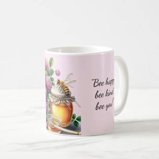 Koffiemok met inspirerende quote over honingbijkla (Voorkant rechts)