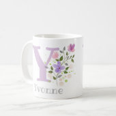Koffiemok met naam en bloemmotief (Voorkant links)