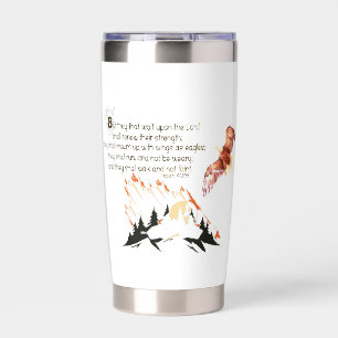 Koffiemok met vleugels als adelaars geïsoleerde drinkbeker