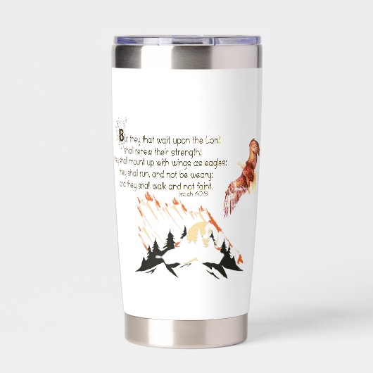 Koffiemok met vleugels als adelaars geïsoleerde drinkbeker (Voorkant)
