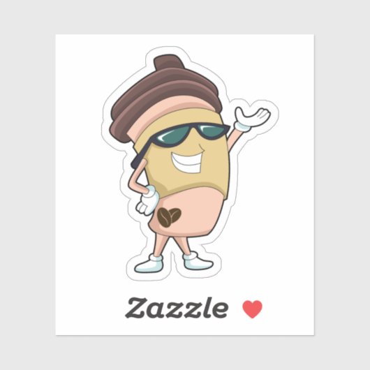 Koffiemok met zonnebril sticker (Vel)