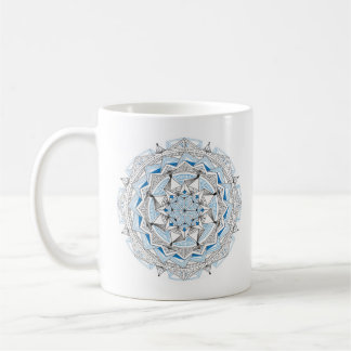 Koffiemok Origineel Mandala-ontwerp 2-zijdig Blauw