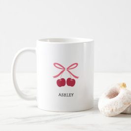 Koffiemok | Zoete Kers Lint Cute Illustratie