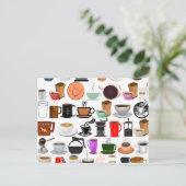 Koffiemokken (achtergrondkleur toevoegen) briefkaart (Staand voorkant)