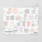 Koffiemokken (achtergrondkleur toevoegen) briefkaart (Achterkant)