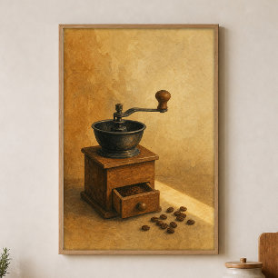 Koffiemolen Aquarel Cottagecore Kunstposter Poster