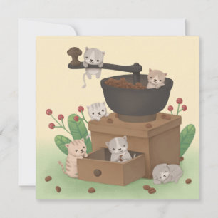 Koffiemolen & Kittens Illustratie Kunst Bedankkaart